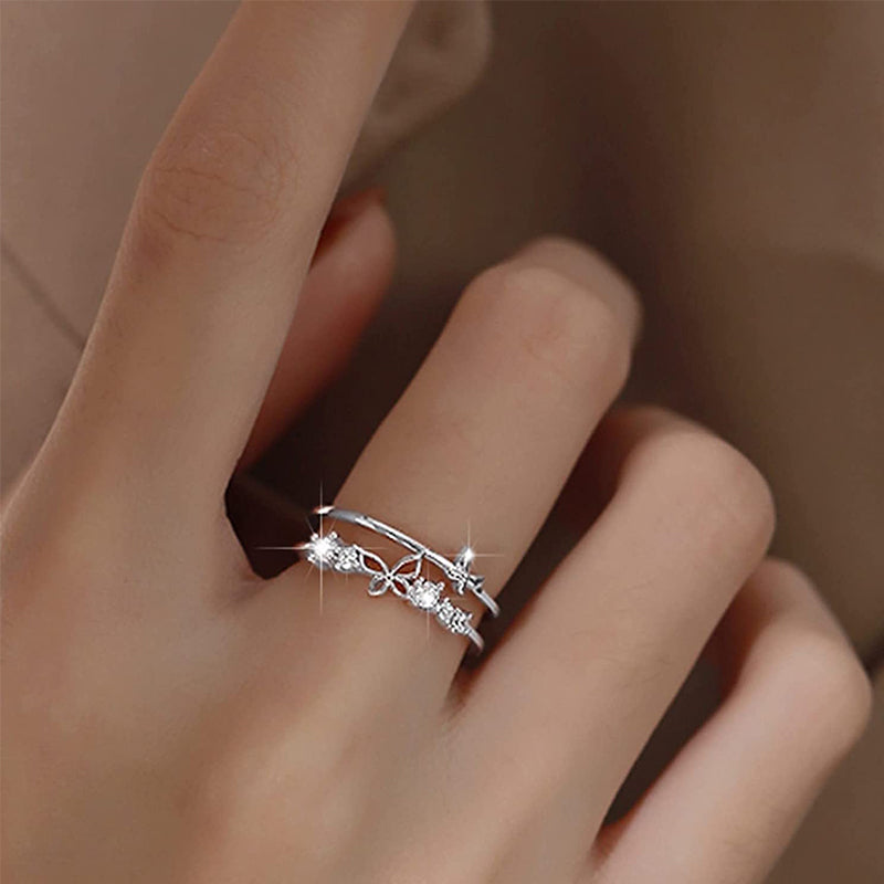 Double butterfly diamond ring (with card)
