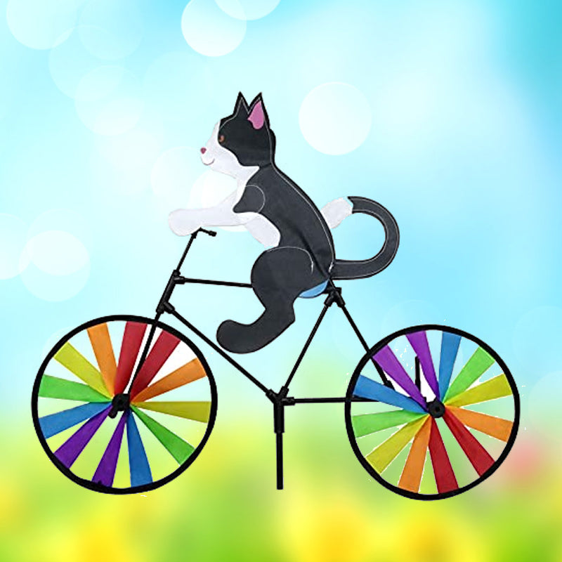 ספינר רוח בצורת חתול על אופניים