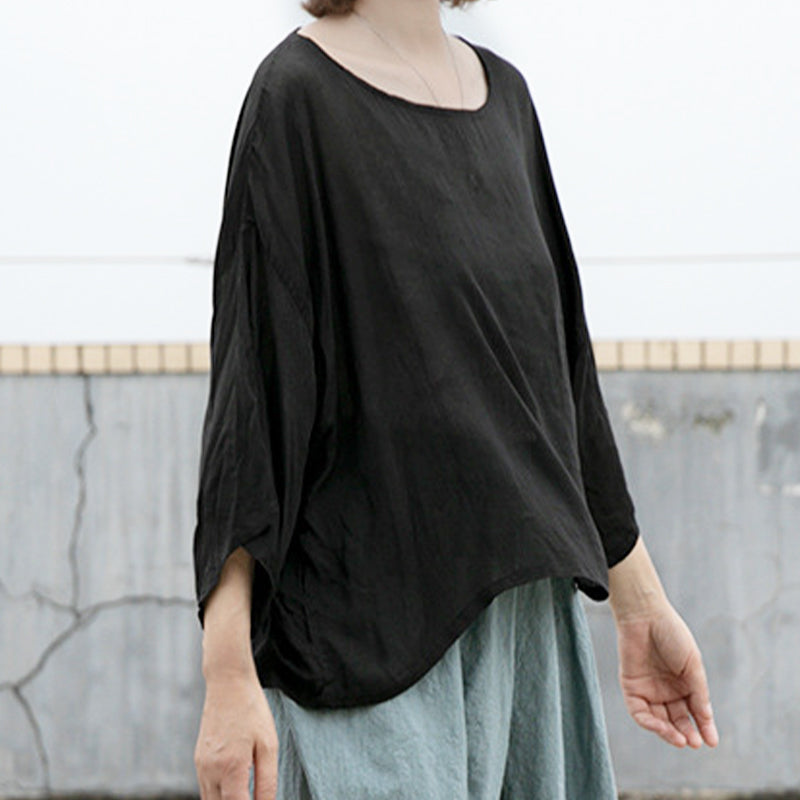 Cotton and linen shirt with sleeves