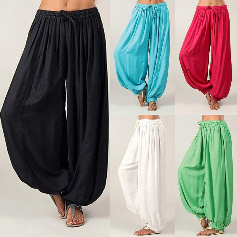 Solid color wide pants