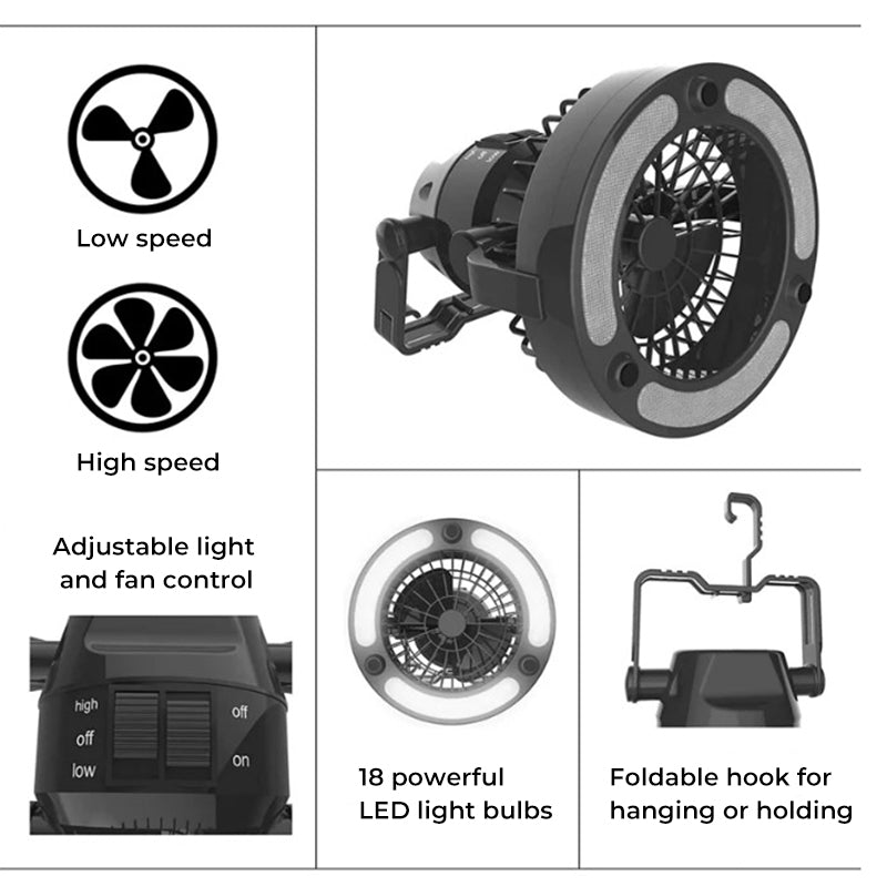 Fan and camping light 2 in 1