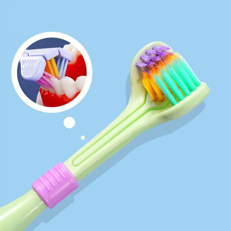Three-sided V-shaped toothbrush