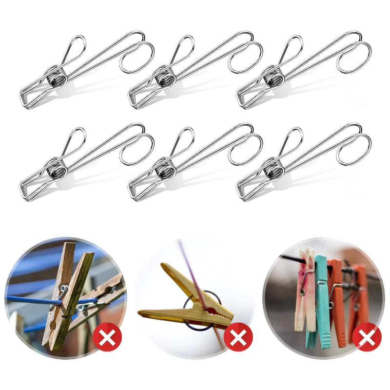 Stainless steel long tail clip (6 pcs/set)