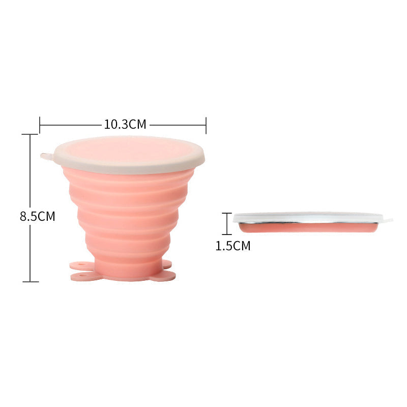 Collapsible silicone water cups with lids