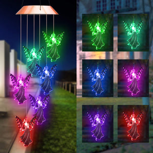 Light wind chimes with a solar guardian angel