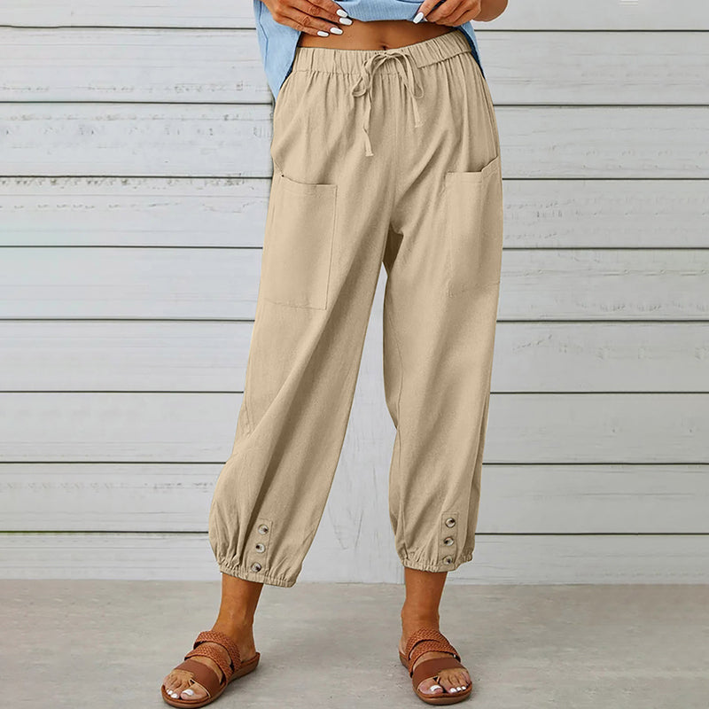 Loose trousers with a high waist