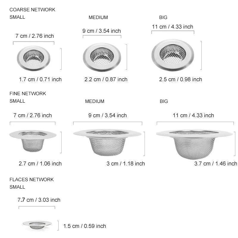 Stainless steel kitchen sink filters (3 pieces)