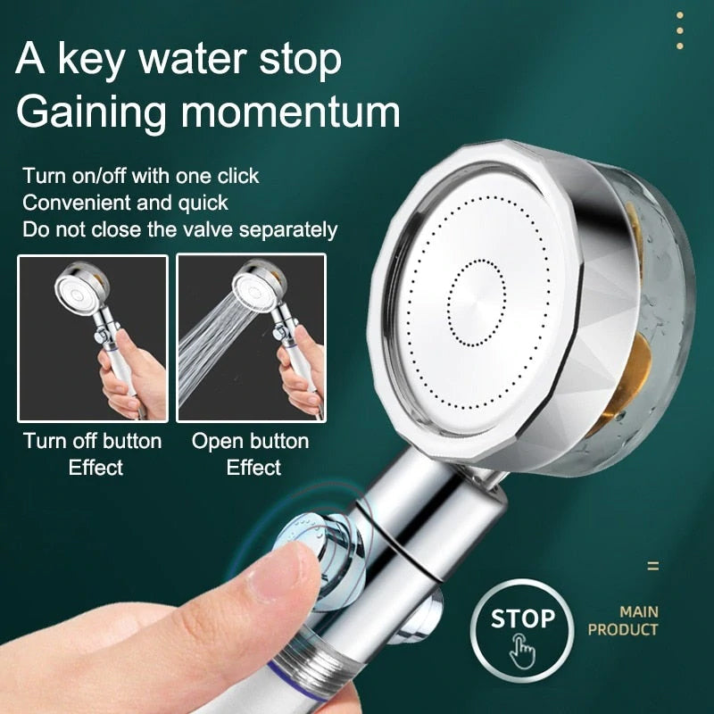 Water-saving flow 360° rotating shower