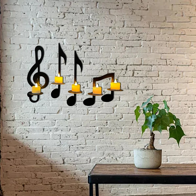 Black musical note candle stand