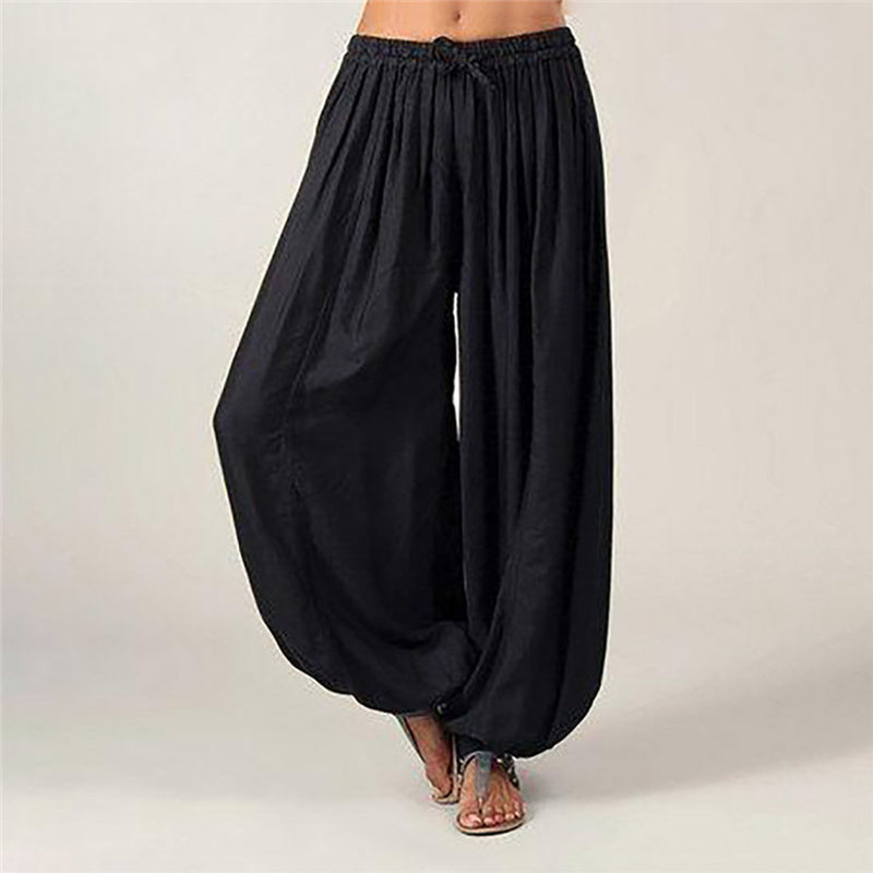 Solid color wide pants