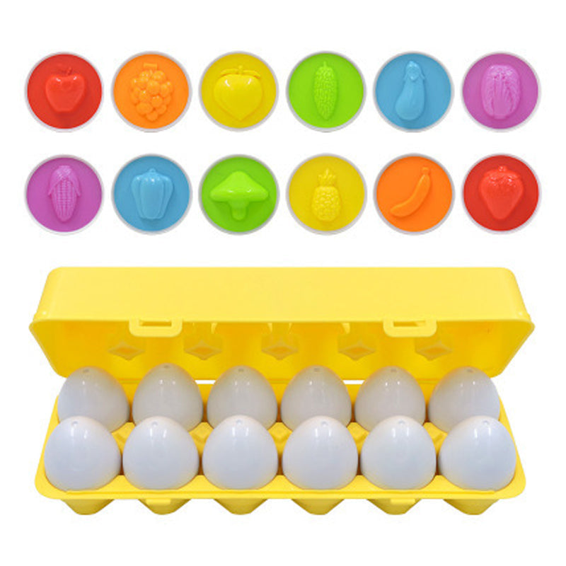 A set of eggs that match colors and shapes 