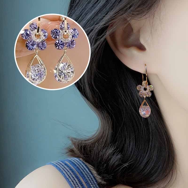 Flower crystal earrings 