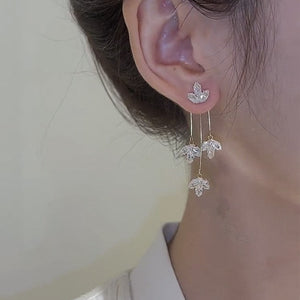 Crystal maple leaf earrings