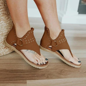 Women's Casual Denim Zipper Flat Sandals